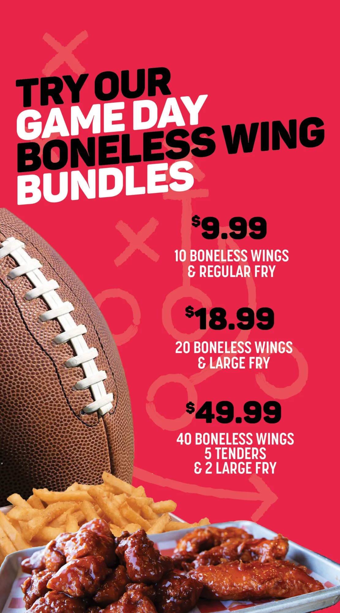 Try our game day boneless wing bundles